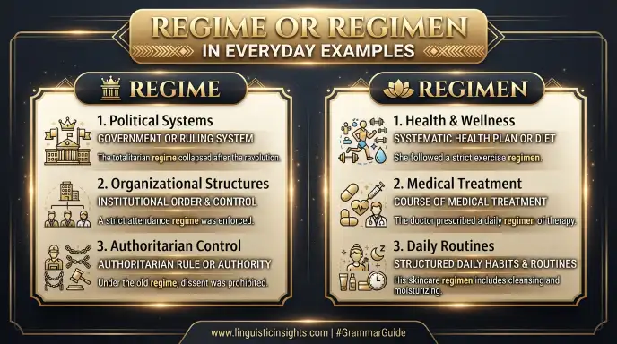 Regime or Regimen in Everyday Examples